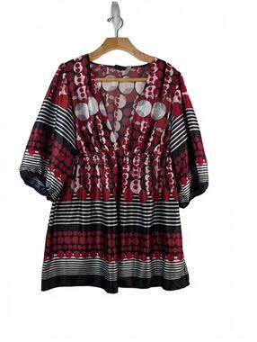 Torrid Vintage Style Geometric Bubble Sleeve Tunic Top 1X
